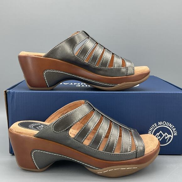 NEW White Mountain Women’s Valencia Slip on Clog Sandals Pewter Size 7.5 - Picture 1 of 11